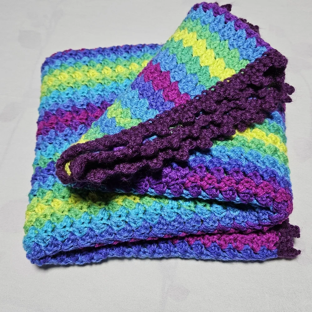 *New* Crochet afghan baby throw striped blanket  app. 35